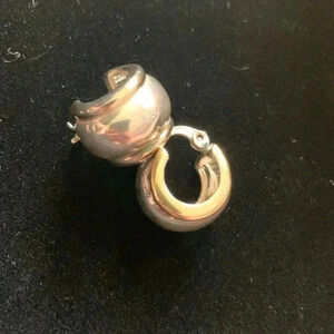 Two-tone, silver and gold wide loop earrings